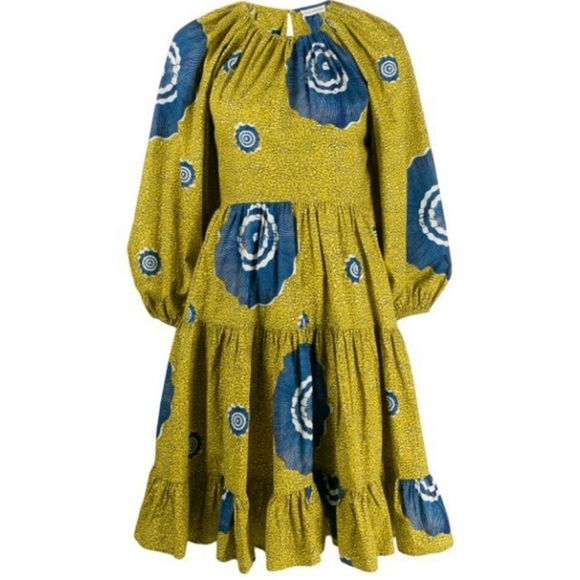 Ulla Johnson Dresses & Skirts - Ulla Johnson Sz 2 Emelyn 100% Cotton Dress Puff Sleeve Bold Print Wedding Event